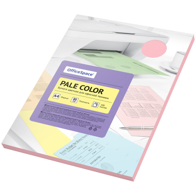 Бумага цветная OfficeSpace "Pale Color", А4, 80г/м2, 100л., (розовый)