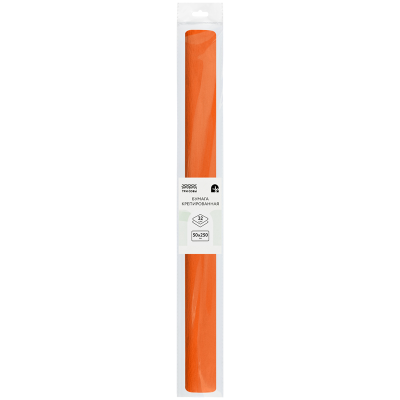 Бумага крепированная ТРИ СОВЫ, 50*250см, 32г/м2, оранжевая, в рулоне, пакет с европодвесом