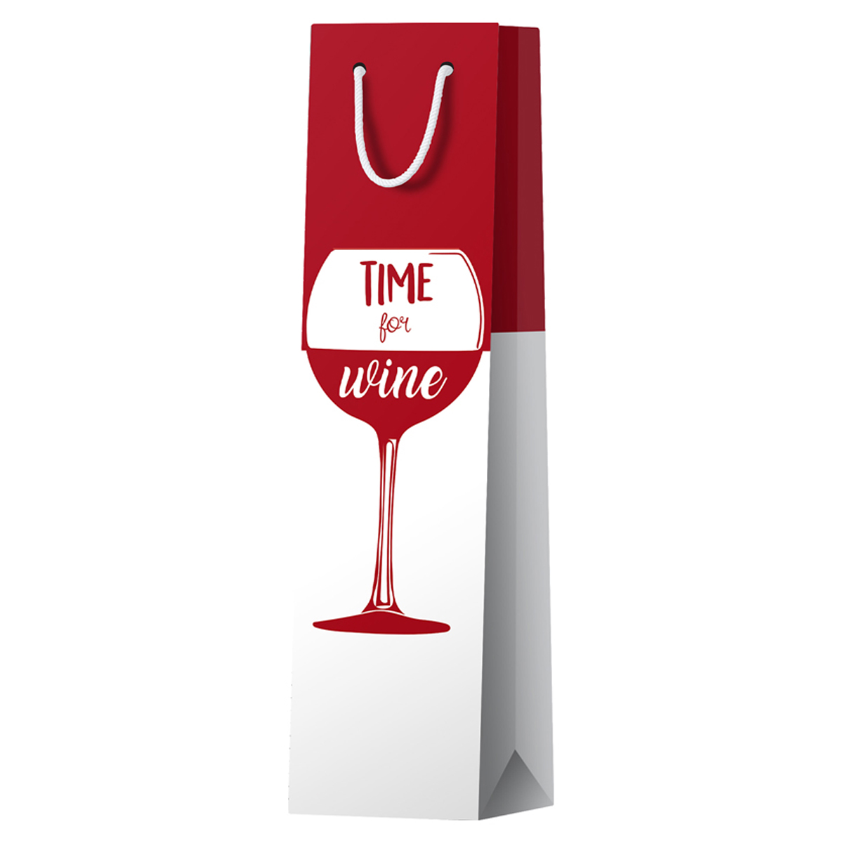 Пакет подарочный 12*36*8,5см ArtSpace "Time for wine. Red", матовое ламинирование, выб. лак, под бутылку
