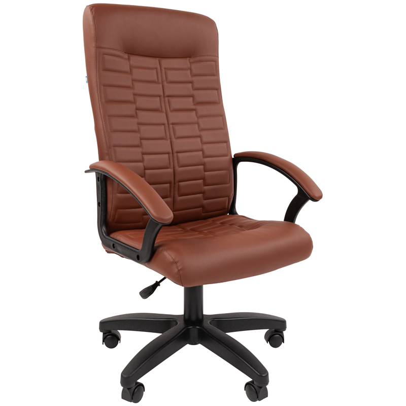 Кресло руководителя Helmi HL-E80 "Ornament" LTP, экокожа коричневая, мягкий подлокотник, пиастра