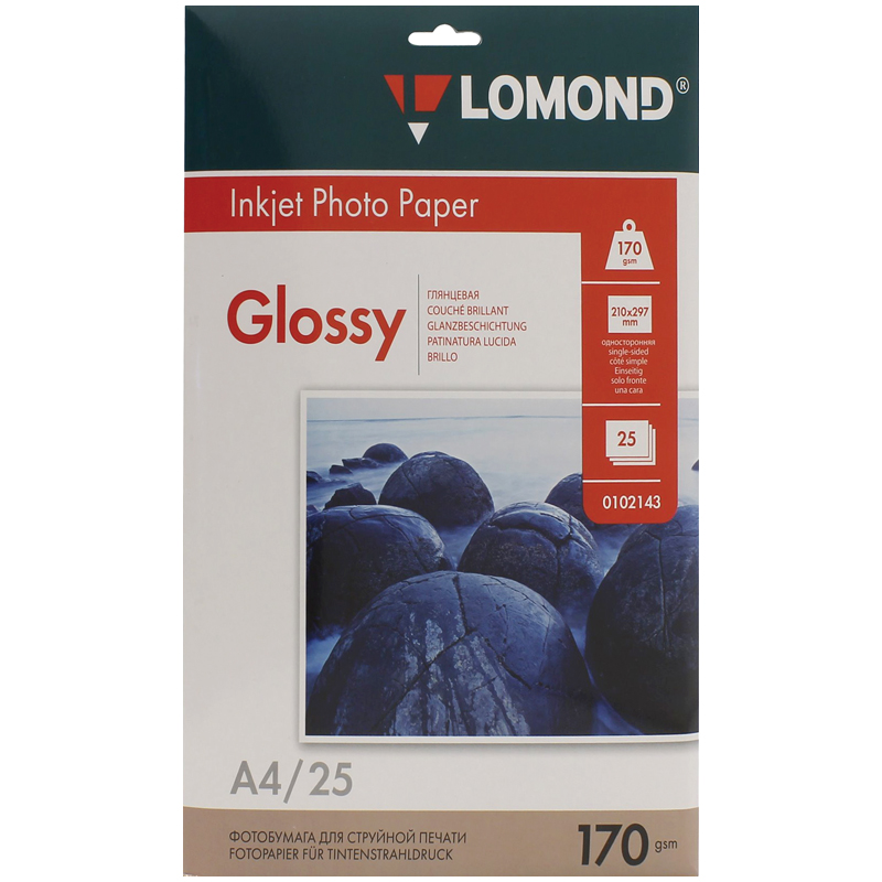 Фотобумага А4 для стр. принтеров Lomond, 170г/м2 (25л) глянцевая односторонняя, тип покрытия Cast Coated