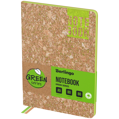 Записная книжка А5 80л., кожзам, Berlingo "Green Series", зеленый срез, светло-коричневый