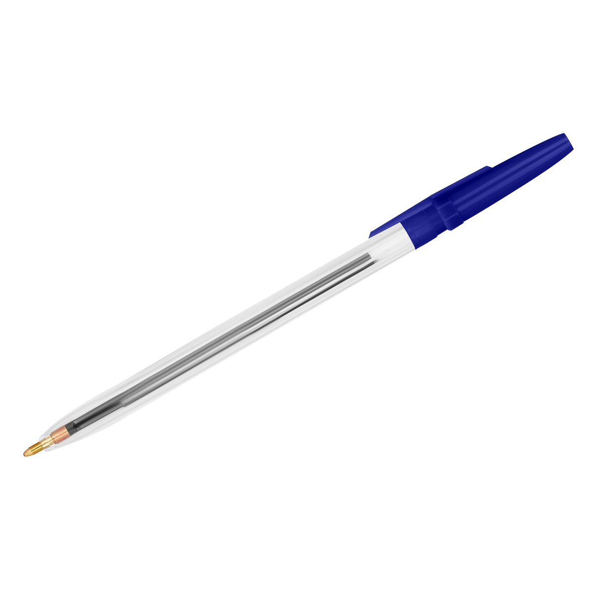 Ручка шариковая СТАММ "Оптима" синяя, 1,0мм, прозрачный корпус