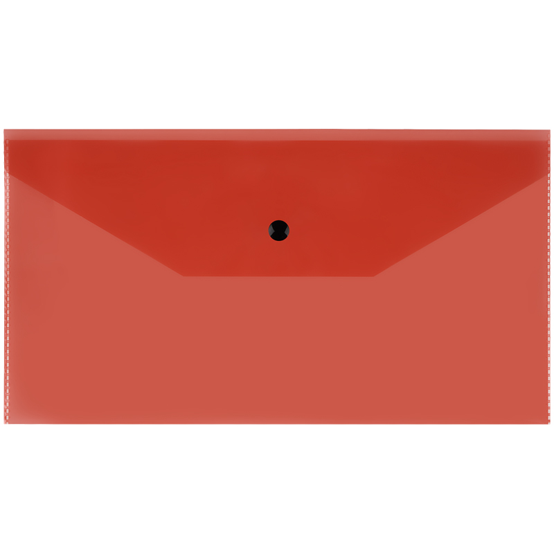 Папка-конверт на кнопке СТАММ С6+, 150мкм, пластик, прозрачная, красная