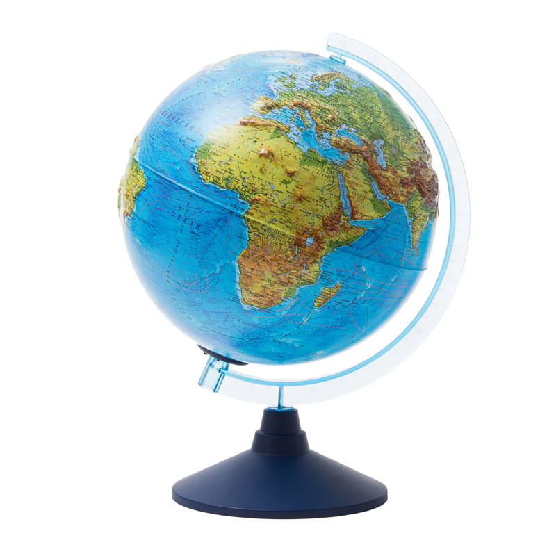 Глобус физико-политический рельефный Globen, 25см, интерактивный, с подсветкой от батареек на круглой подставке