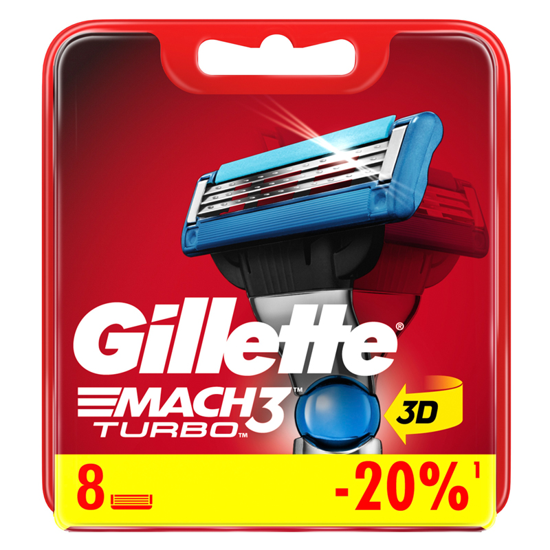 Кассеты для бритья сменные Gillette "Mach 3 Turbo Aloe", 8шт. (ПОД ЗАКАЗ)