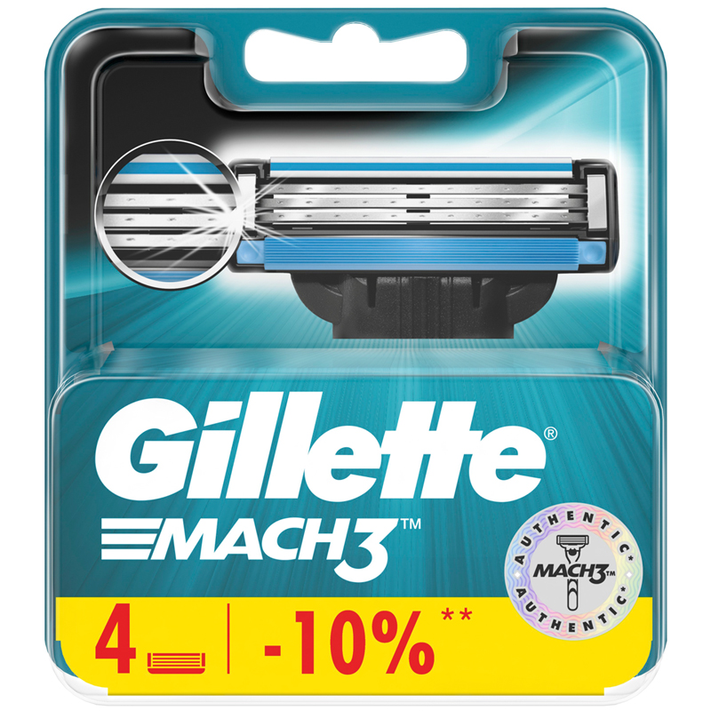 Кассеты для бритья сменные Gillette "Mach 3", 4шт. (ПОД ЗАКАЗ)