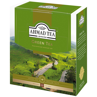 Чай Ahmad Tea "Green Tea", зеленый, 100 фольг. пакетиков по 2г