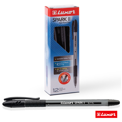 Ручка шариковая Luxor "Spark II" черная, 0,7мм, грип