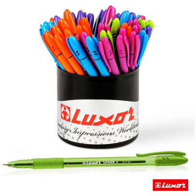 Ручка шариковая Luxor "Spark II" синяя, 0,7мм, грип, корпус ассорти
