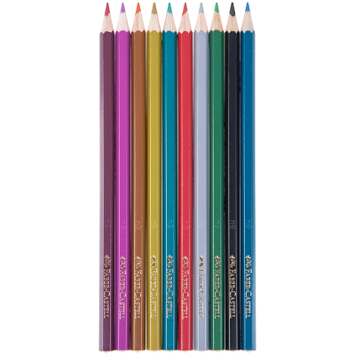 Карандаши цветные Faber-Castell, 10цв., металлик, заточен., картон. упаковка
