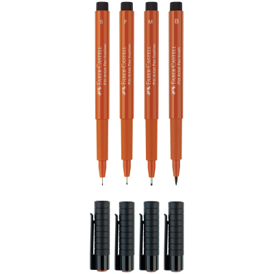 Набор капиллярных ручек Faber-Castell "Pitt Artist Pen" сангина, 4шт., 0,3/0,5/0,7мм/Brush, пласт. уп., европодвес