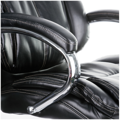 Кресло руководителя Helmi HL-ES07 "Resolution" повыш. прочн., экокожа черн, мультибл, хром, до 150кг