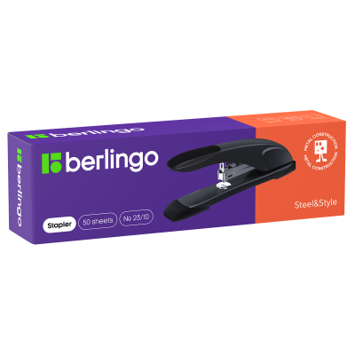 Степлер №23/10 Berlingo "Steel and Style" до 50л., металлический корпус, черный
