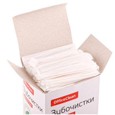 Зубочистки OfficeClean деревянные, в индивидуальной бумажной упаковке, 1000шт.