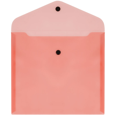 Папка-конверт на кнопке СТАММ А5+, 150мкм, пластик, прозрачная, красная