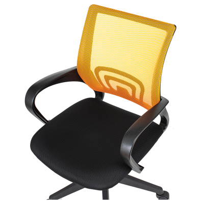Кресло оператора Helmi HL-M95 (695) "Airy", спинка сетка оранжевая/сиденье ткань TW черная, механизм качания