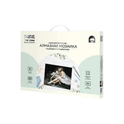 Алмазная мозаика ТРИ СОВЫ "Балерина", 30*40см, холст на деревянном подрамнике, картонная коробка с пластиковой ручкой
