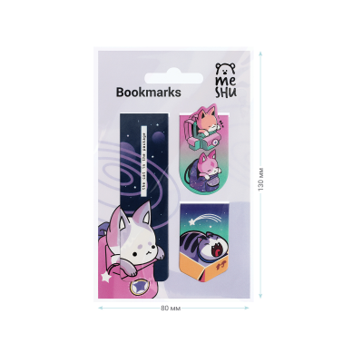 Закладки магнитные для книг, 3шт., MESHU "Catbox"