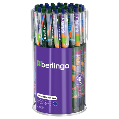 Ручка шариковая автоматическая Berlingo "Jumble" синяя, 0,7мм, грип, рисунок на корпусе, soft-touch, ассорти