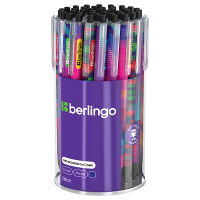 Ручка шариковая автоматическая Berlingo "Glitch" синяя, 0,7мм, грип, рисунок на корпусе, soft-touch, ассорти