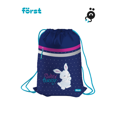 Мешок для обуви 1 отделение Först "Sweet bunny", 350*460мм, вентиляционная сеточка, светоотражающая лента, карман на молнии