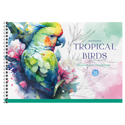 Альбом для рисования 32л., А4, на гребне ArtSpace "Птицы. Тропические птицы"