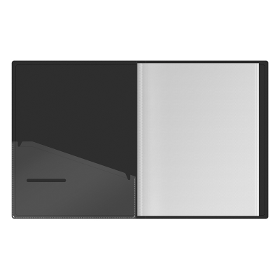 Папка с 40 вкладышами Berlingo "DoubleBlack" А4, 24мм,  600мкм, черная, с внутр. карманом, с рисунком