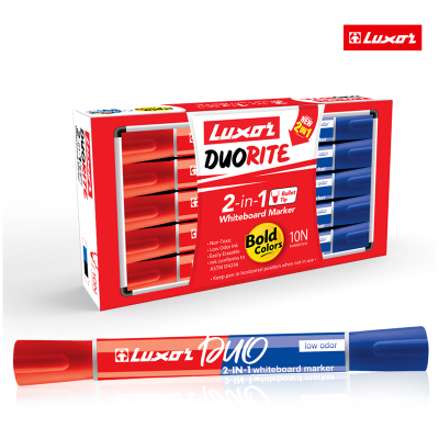 Маркер для белых досок двухсторонний Luxor "Duorite" синий/красный, пулевидный, 1-3мм