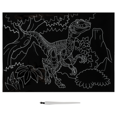 Гравюра с голографическим эффектом ТРИ СОВЫ "Динозавр", А4