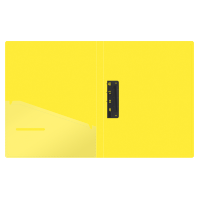 Папка c зажимом Berlingo "Neon" А4, 17мм, 1000мкм, желтый неон, D-кольца, с внутр. карманом