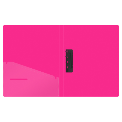Папка c зажимом Berlingo "Neon" А4, 17мм, 1000мкм, розовый неон, D-кольца, с внутр. карманом
