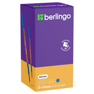 Ручка шариковая Berlingo "Tribase grip ginger" синяя, 0,7мм, грип