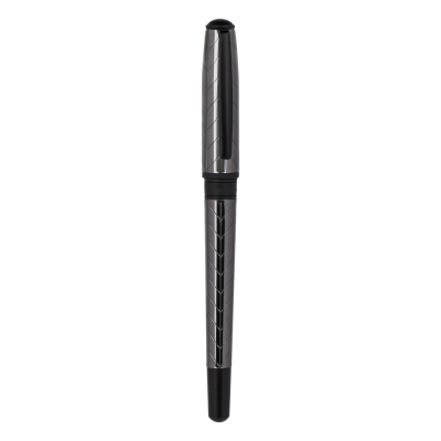 Набор Delucci "Marte": ручка шариковая 1мм и ручка-роллер 0,6мм, синие, корпус титан/черный, подарочная упаковка