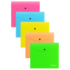 Папка-конверт на кнопке Berlingo "Neon" А5+, 200мкм, ассорти неоновых цветов