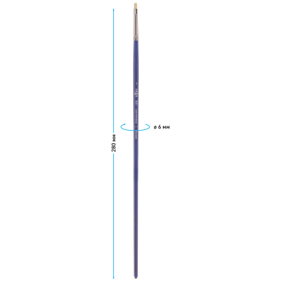 Кисть художественная синтетика упругая Гамма "Манеж", плоская №1, длинная ручка