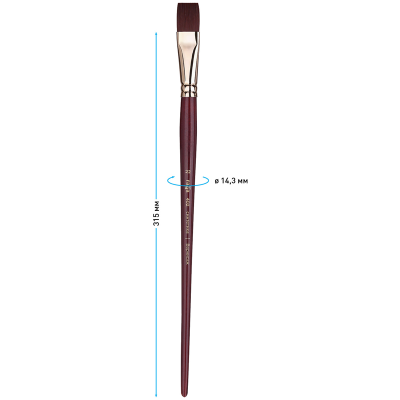Кисть художественная синтетика бордовая Гамма "Вернисаж", плоская №22, длинная ручка