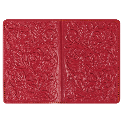 Обложка для паспорта Кожевенная мануфактура, нат. кожа, "Цветы", фуксия