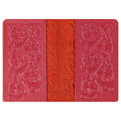 Обложка для паспорта Кожевенная мануфактура, нат. кожа, "Цветы", фуксия