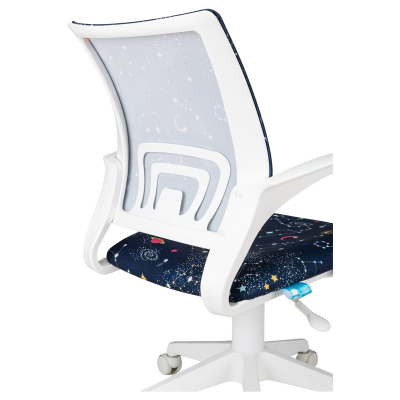 Кресло детское Helmi HL-K95 R (W695) "Airy", спинка сетка/сиденье ткань с рисунком зодиак т.синий, пиастра, пластик белый