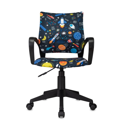 Кресло детское Helmi HL-K95 R (695) "Airy", спинка сетка/сиденье ткань с рисунком шаттл мультиколор, пиастра