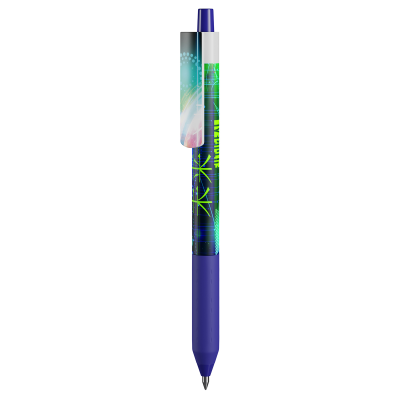 Ручка шариковая автоматическая Berlingo "Futureal" синяя, 0,7мм, грип, рисунок на корпусе, soft-touch, 6шт., пластиковый пенал