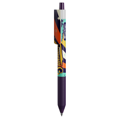Ручка шариковая автоматическая Berlingo "Groovy" синяя, 0,7мм, грип, рисунок на корпусе, soft-touch, 6шт., пластиковый пенал