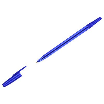 Ручка шариковая СТАММ "049" 4шт., синие, 0,7мм, тонированный корпус, пакет с европодвесом