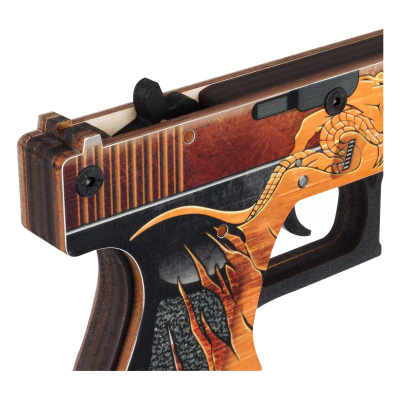 Пистолет деревянный ТРИ СОВЫ Glock-18, "Реликвия", подложка ХДФ с европодвесом, термоусадка