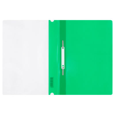 Папка-скоросшиватель пластик. перф. СТАММ А4, 120мкм, зеленая с прозр. верхом