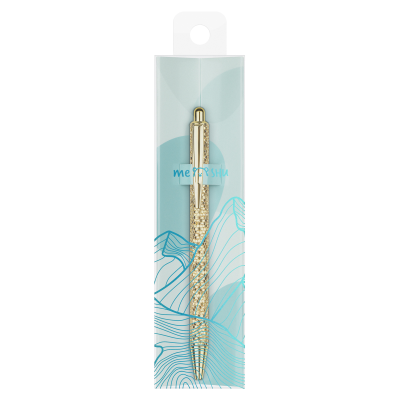 Ручка шариковая автоматическая MESHU "Gold shimmer" синяя, 1,0мм