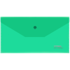 Папка-конверт на кнопке СТАММ С6, 180мкм, пластик, прозрачная, зеленая