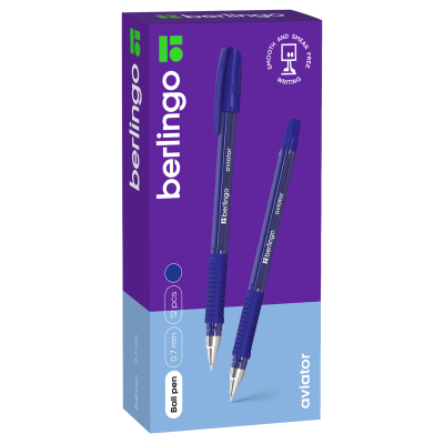 Ручка шариковая Berlingo "Aviator" синяя, 0,7мм, грип