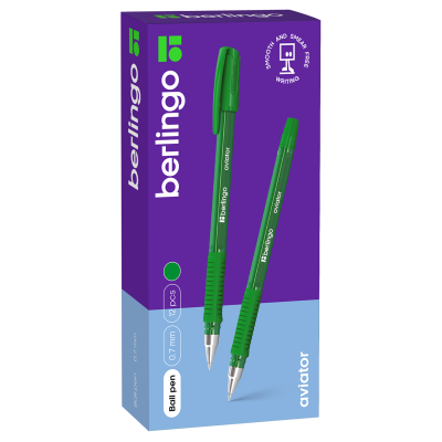 Ручка шариковая Berlingo "Aviator" зеленая, 0,7мм, грип